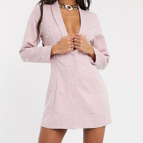 Pearl embellished blazer dress in blush sz 6 NWT - Picture 3 of 4
